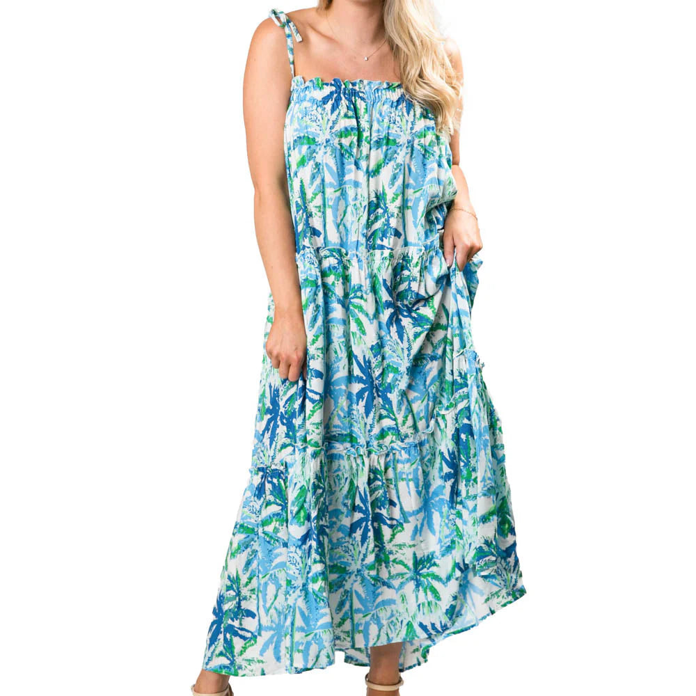 Green Blue Palm Trees Eden Dress
