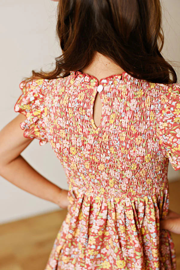 Autumn Bloom Smock Flutter Dress