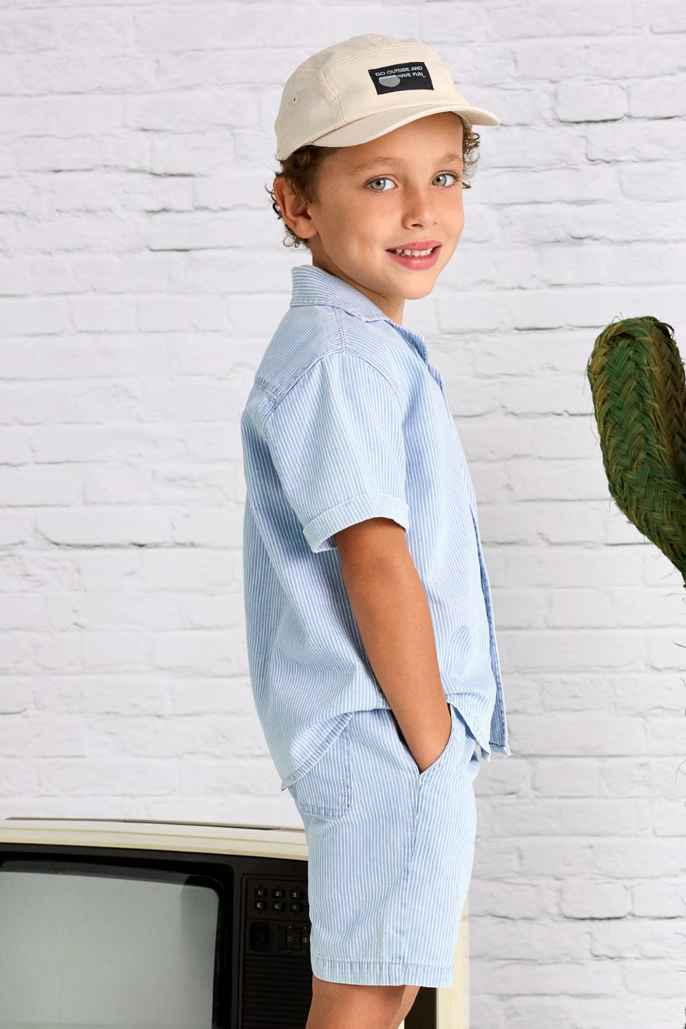 Stripe Denim Boy Short