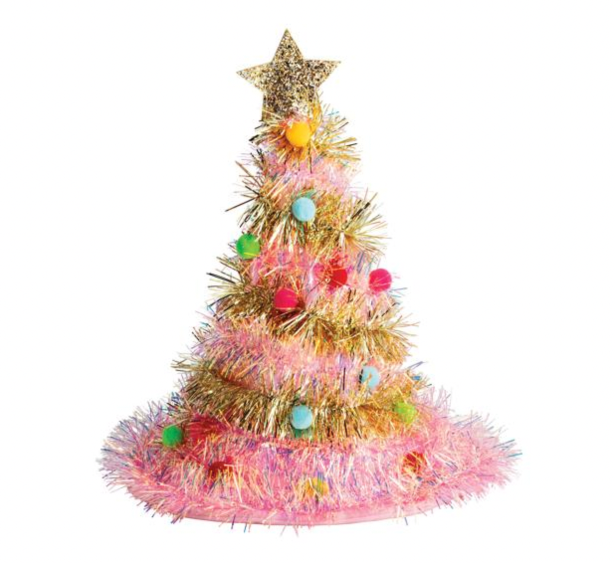 Pink Singing Tinsel Tree Hat