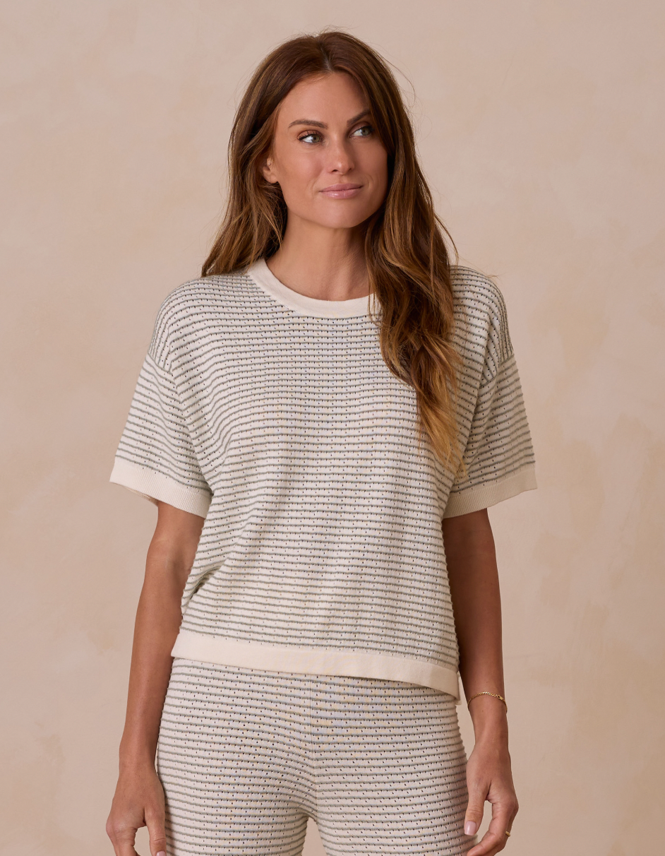 Ivory Sage Stripe Pant Set