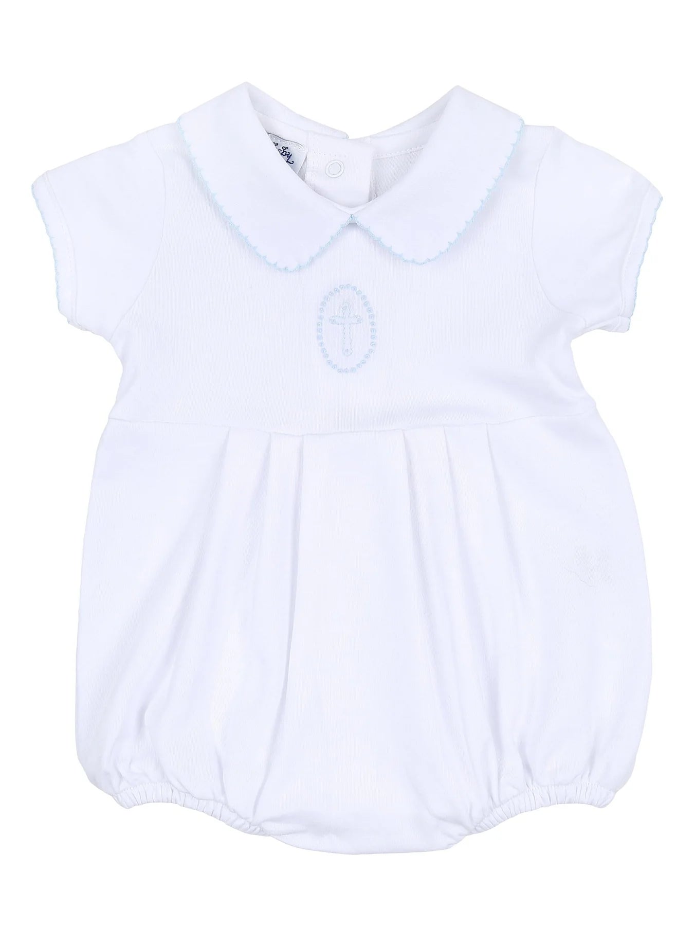 Blue Blessed Emb Collared Bubble