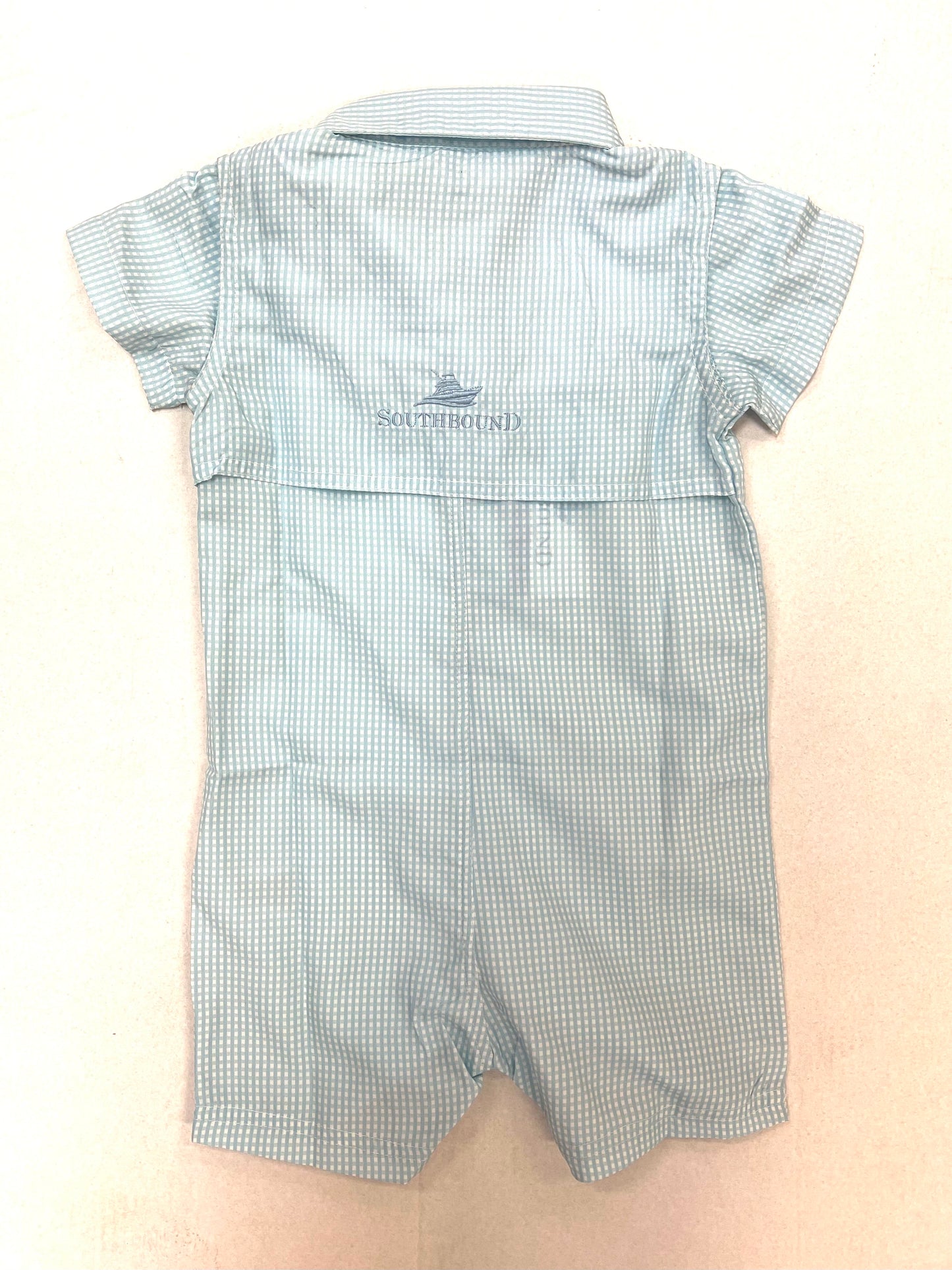 Blue Gingham Perf Romper