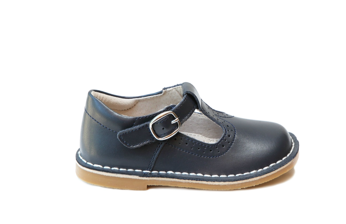 Navy Frances TStrap Perforated MJ