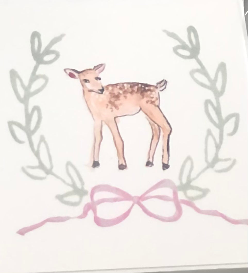 Pink Bow Deer Enclosure Card