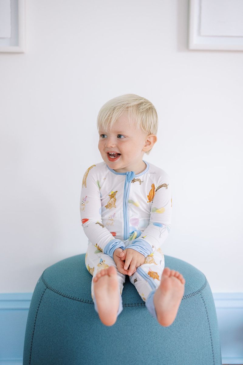 Blue Dog Party Romper