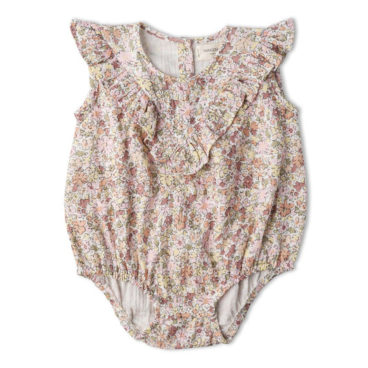 Pastel Bloom Organic Ruffle Romper