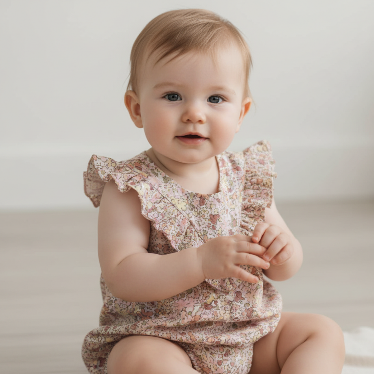 Pastel Bloom Organic Ruffle Romper