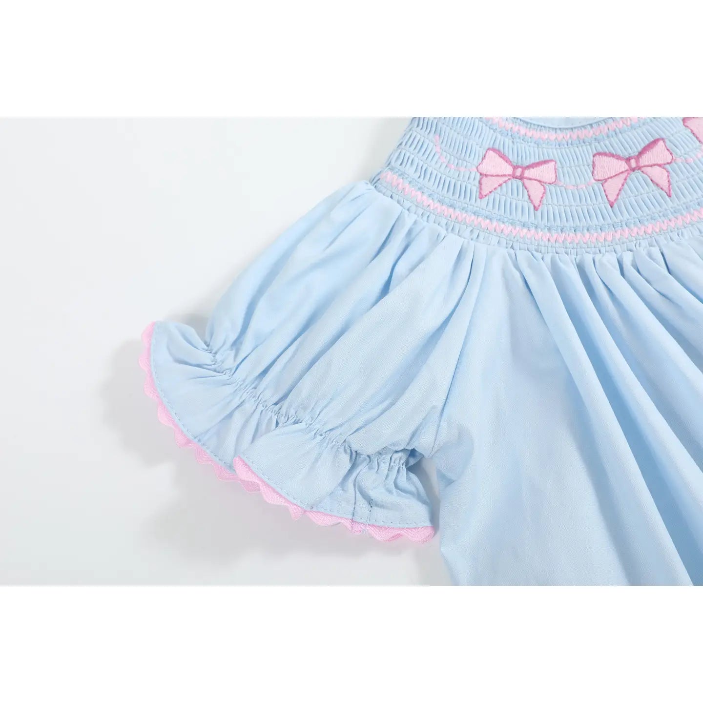 Pink & Blue  Bow Smock Dress
