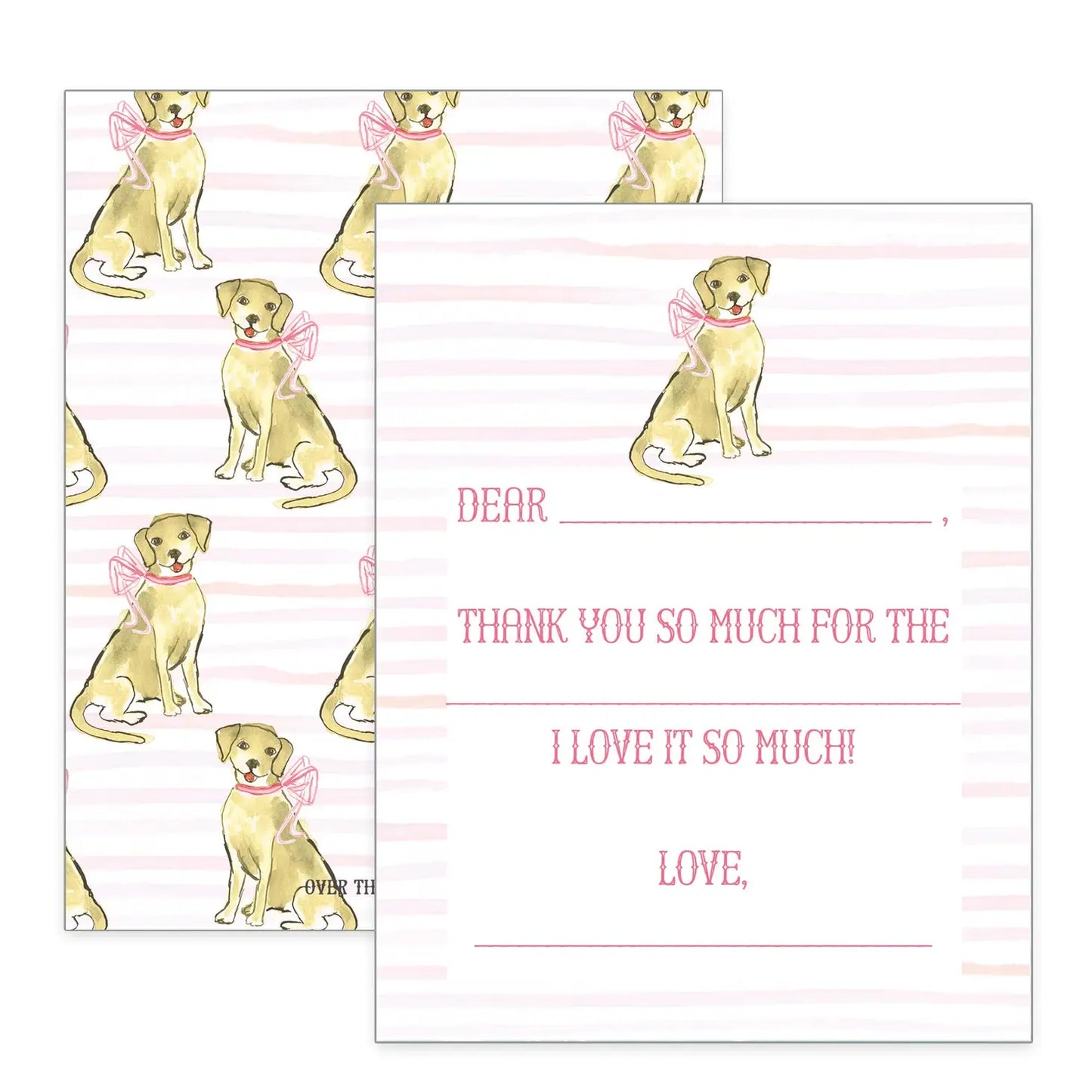 Pink Bow Dog "Thank You" Cards