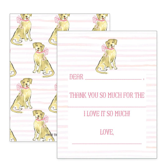 Pink Bow Dog "Thank You" Cards
