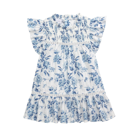 Blue Floral Smock Dress