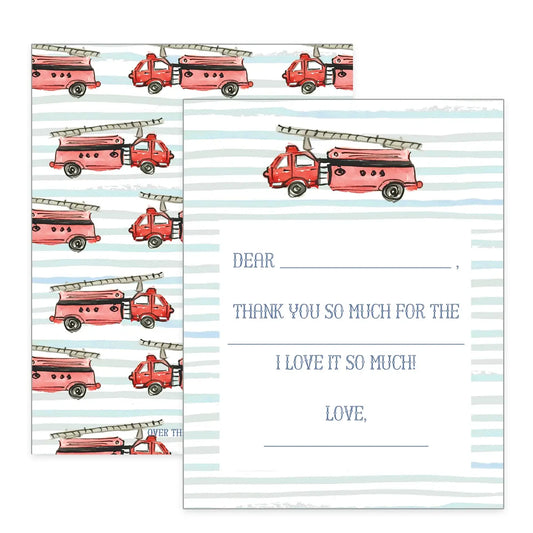 Firetruck Thank You Cards