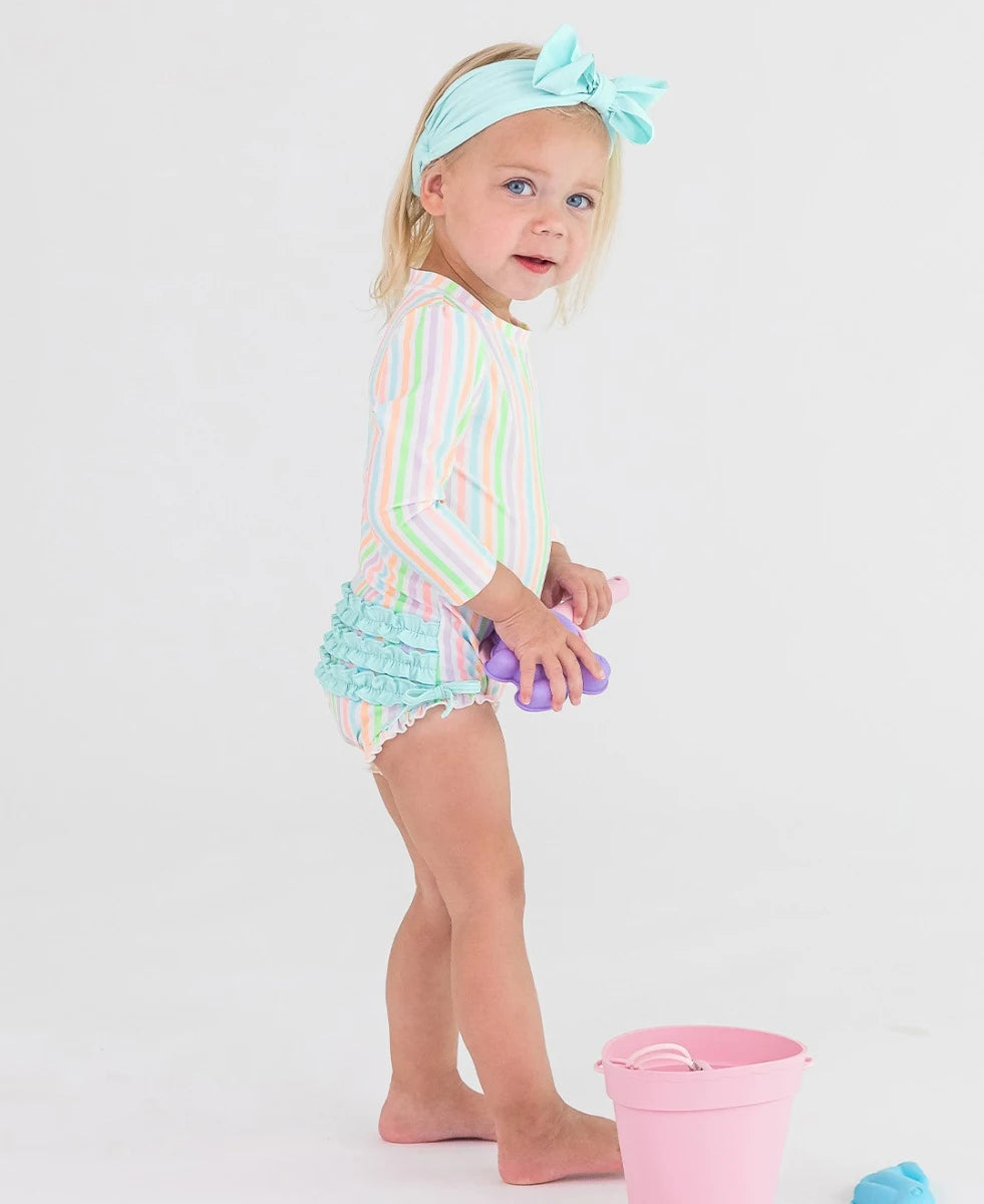 Pale Rainbow Stripe LS Rash Guard 1PC