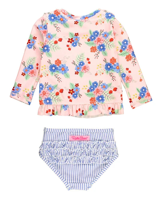 Coastal Breeze Floral Ruffle LS 2PC