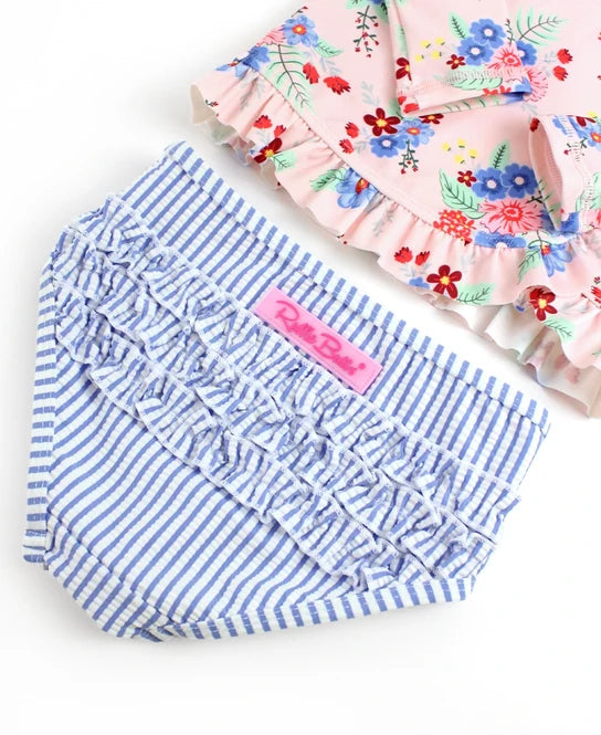 Coastal Breeze Floral Ruffle LS 2PC