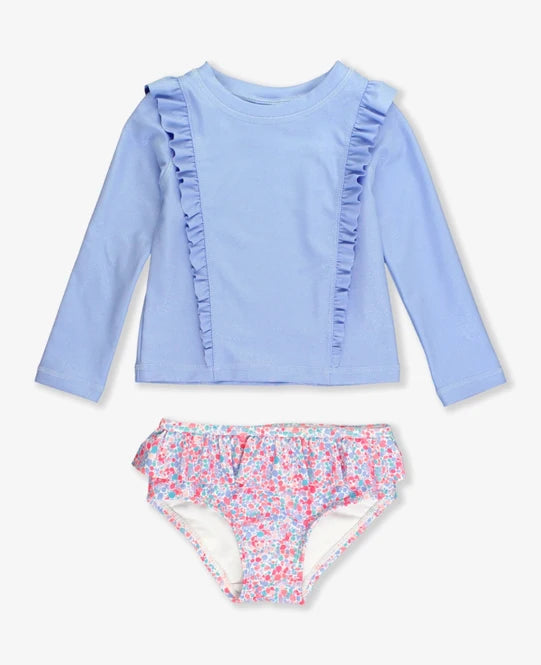 Sparkle Shimmer Ruffle Rash Guard 2PC