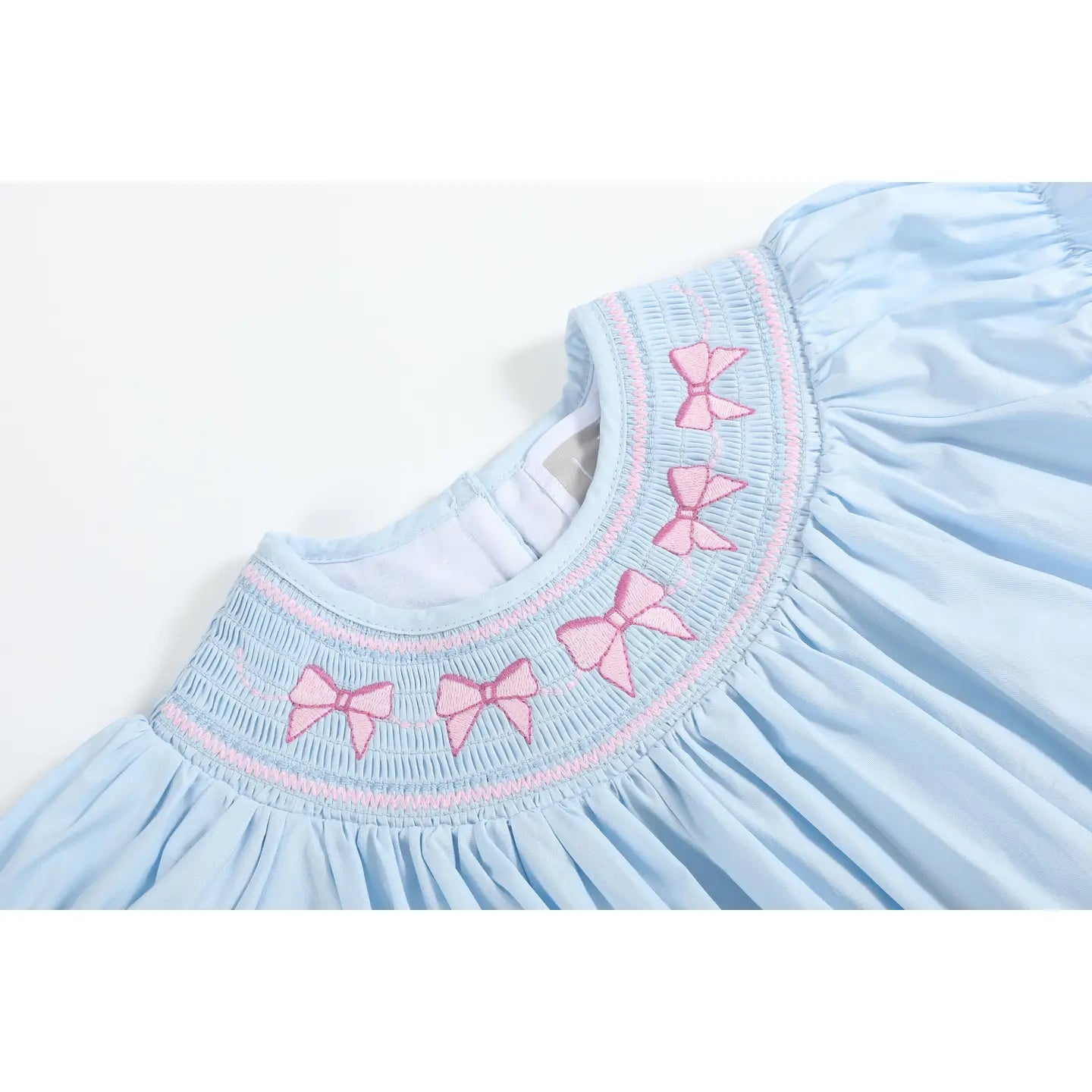 Pink & Blue  Bow Smock Dress
