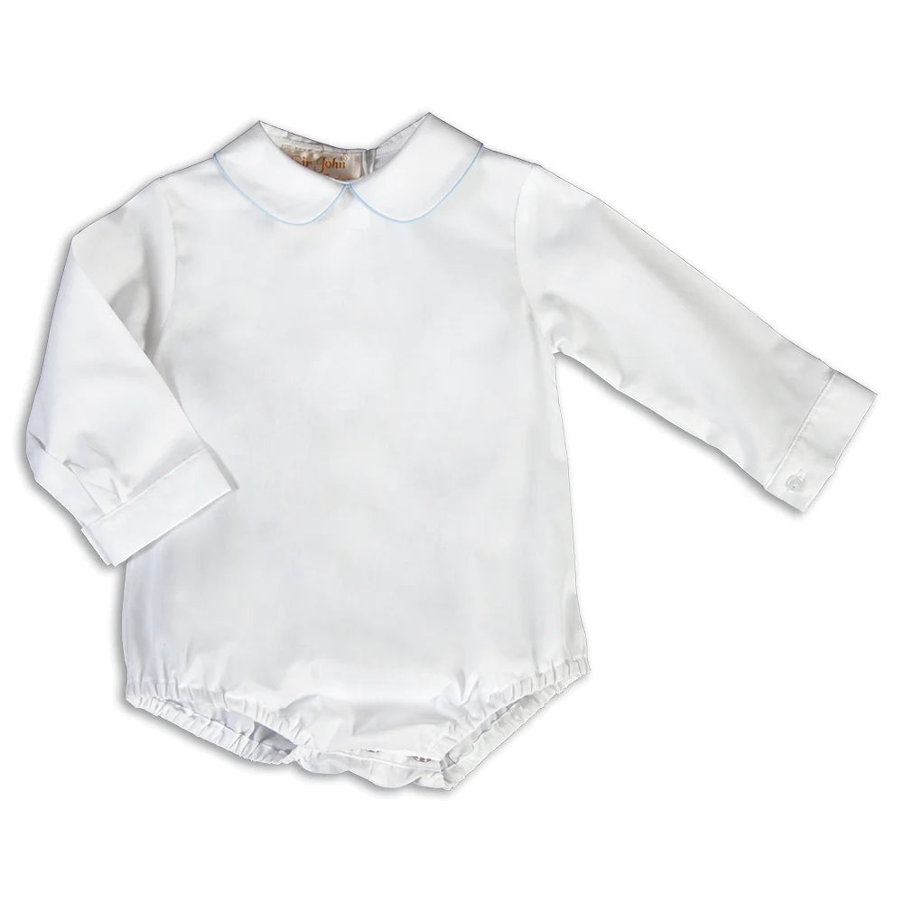 White L/S Bubble W/ Light Blue Trim