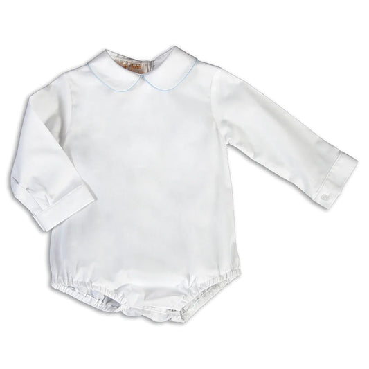 White L/S Bubble W/ Light Blue Trim