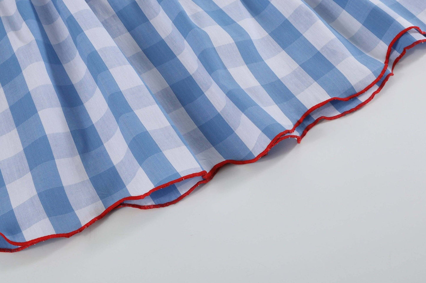 Red White Blue Check Flutter Dress