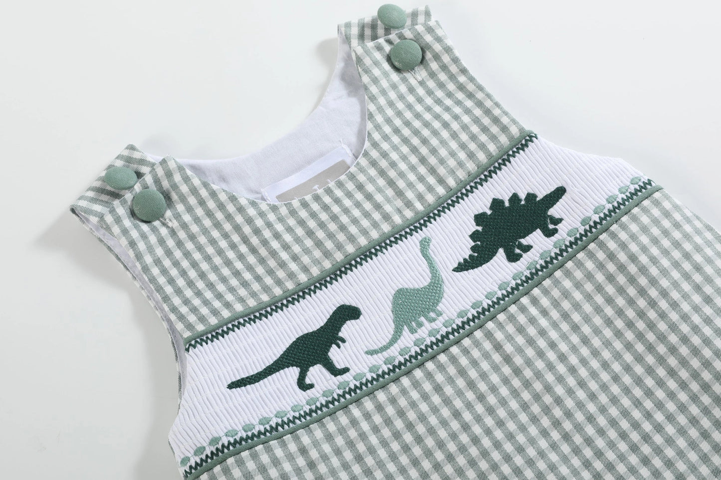 Green Gingham Dino Shortall