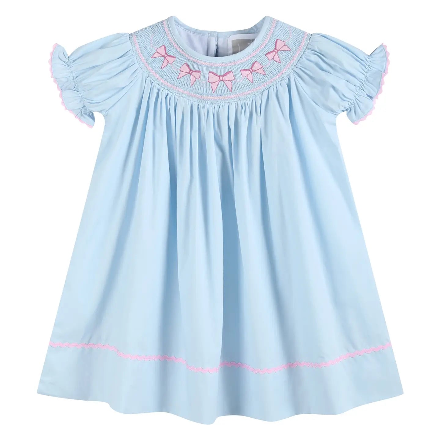 Pink & Blue  Bow Smock Dress
