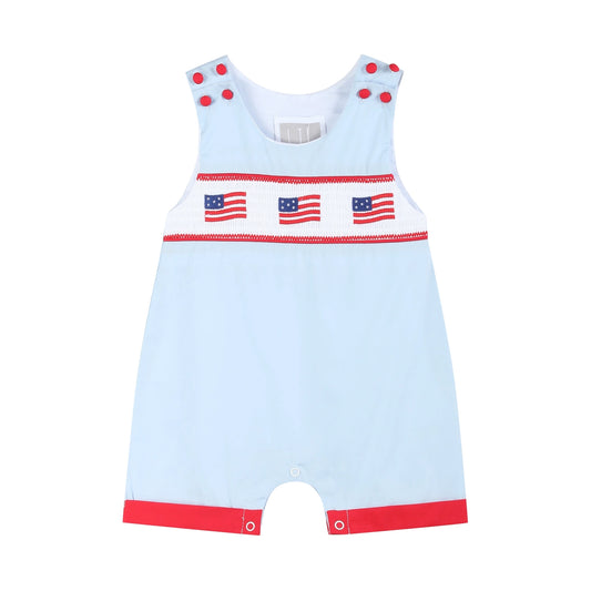 USA Flag Seersucker Smock Shortall