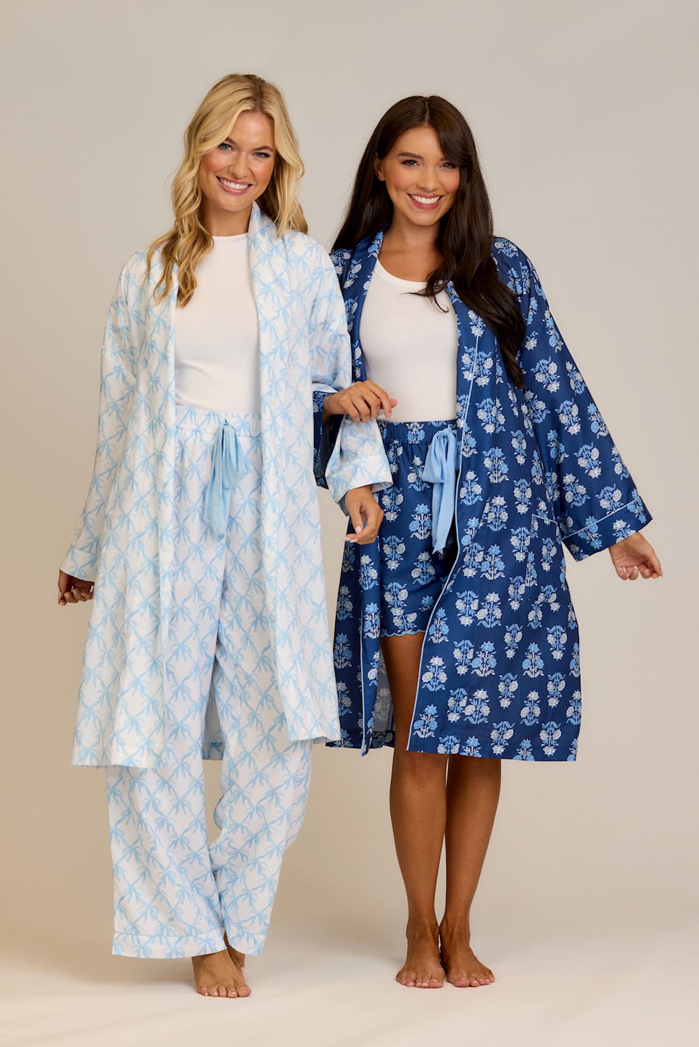 Navy Floral Block Robe