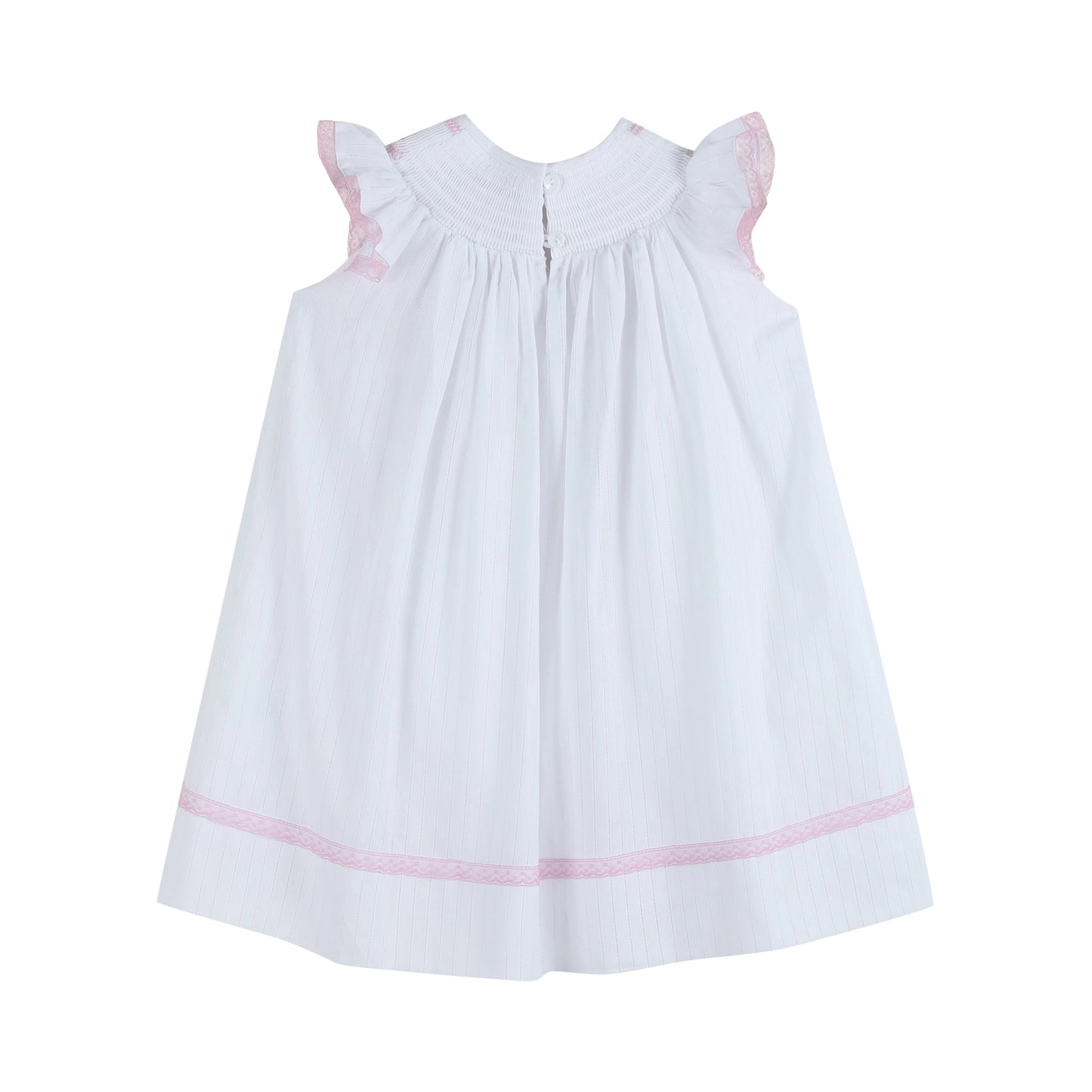 White & Pink Crossed Smock Bishop