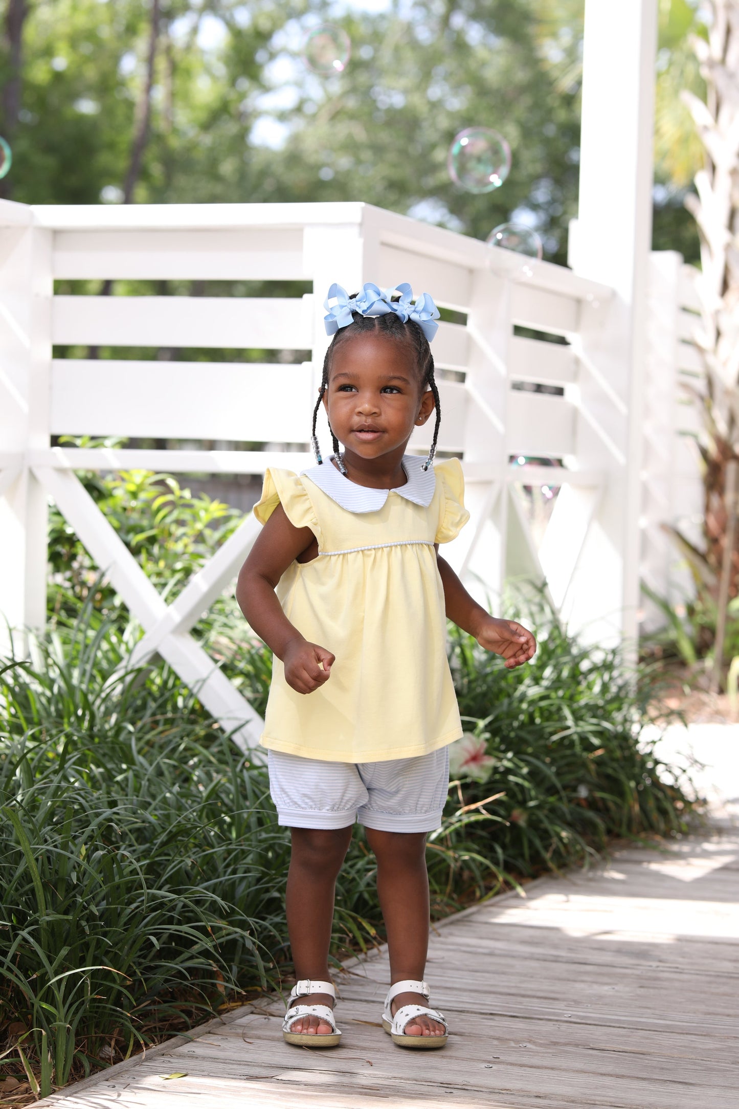 Genevieve Blue Stripe Bloomer Set