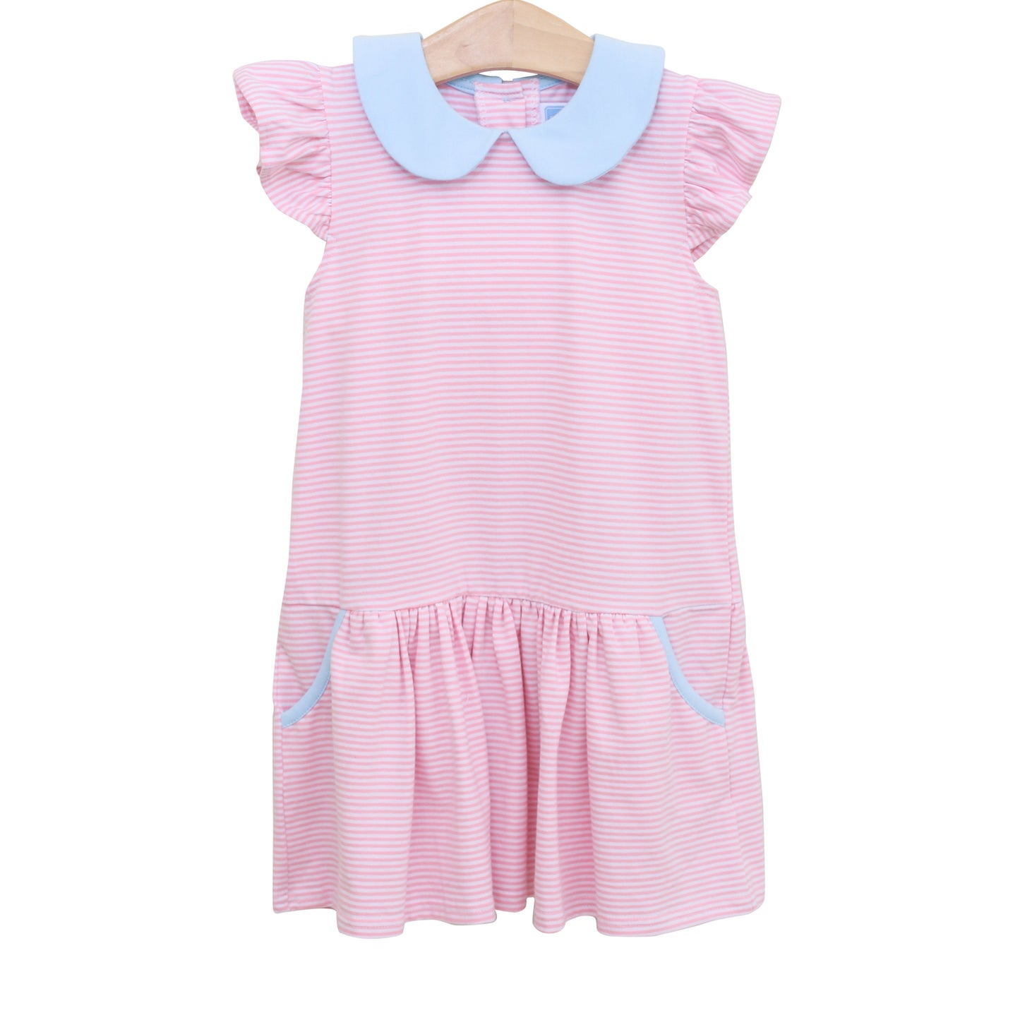 Lt Pk Blue Stripe Genevieve Dress