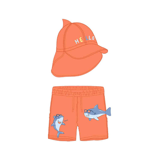 Orange Swim Short & Hat