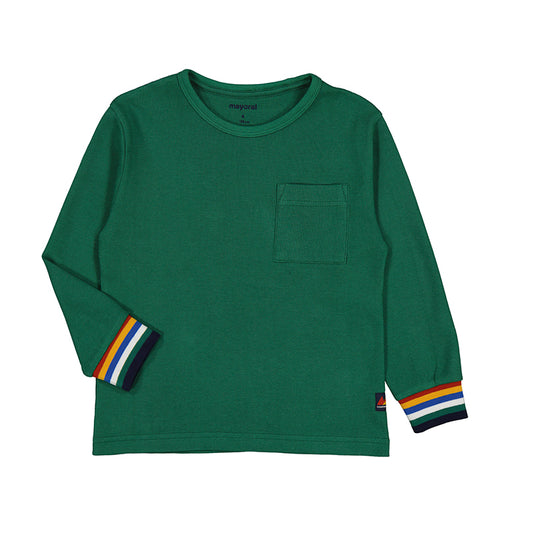 Forest Waffle Knit Cuff Stripe Shirt