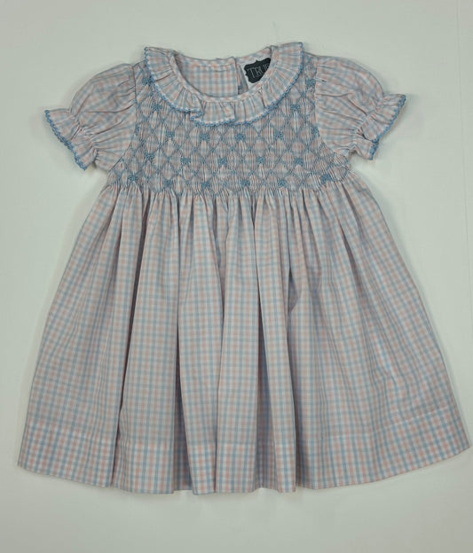 Bow Geo Pk & Bl Dress