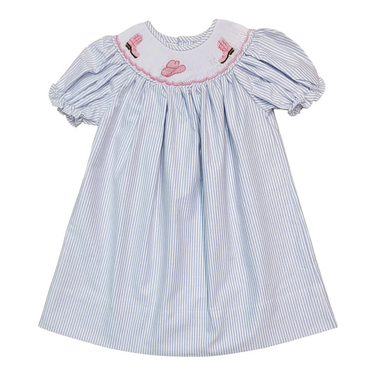 Cowgirl Boot & Hat Smocked Dress