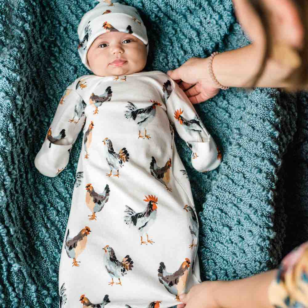 Chicken Organic Gown & Hat Set