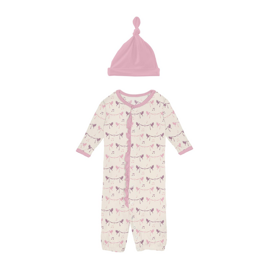 Natural Bird Banner Conv Gown & Hat