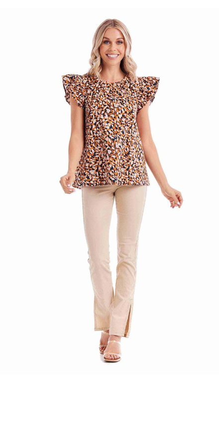 Tan Abstract Salma Top