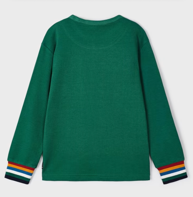 Forest Waffle Knit Cuff Stripe Shirt