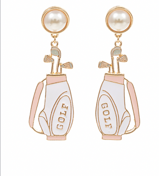 White Golf Bag Earrings