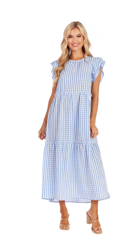 Blue Bardot Maxi Dress