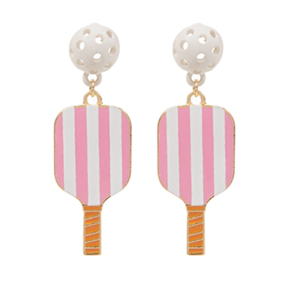 Stripe Pickleball Enamel Earrings