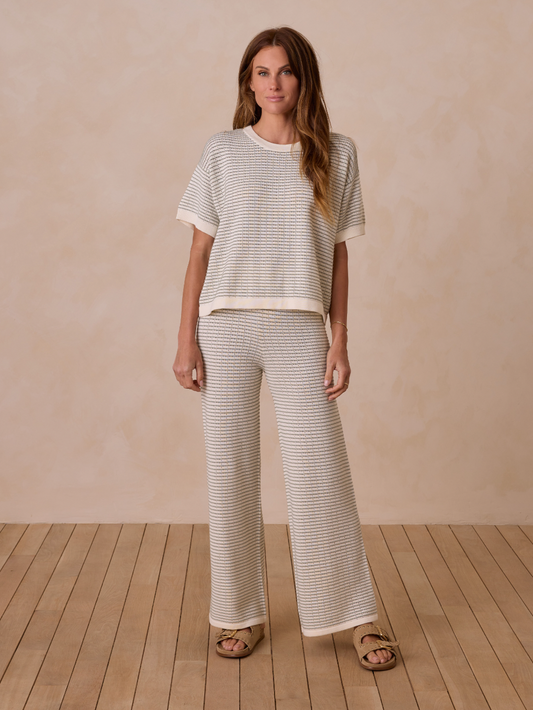 Ivory Sage Stripe Pant Set