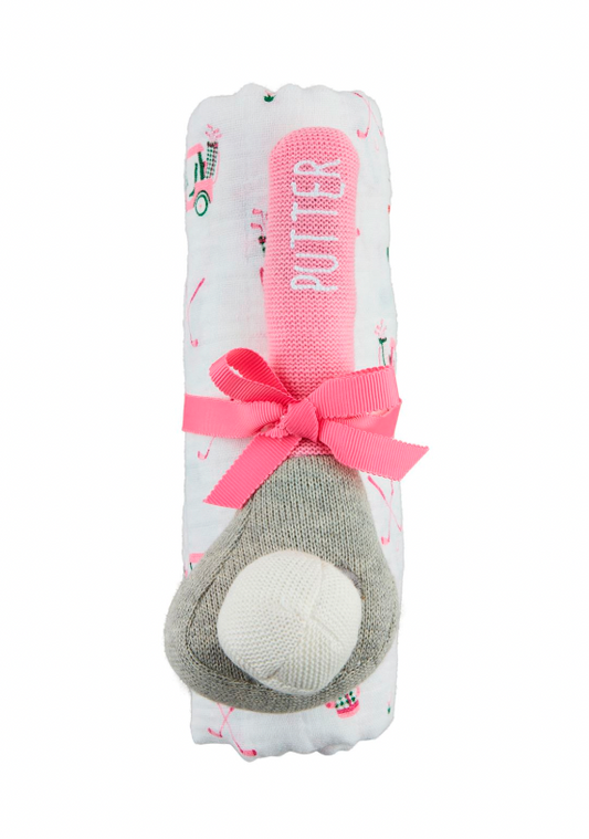 Girl Swaddle & Rattle