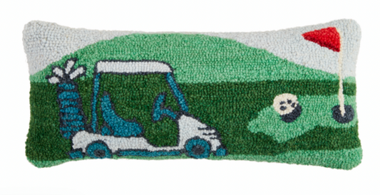 Golf Hooked Wool Pillow