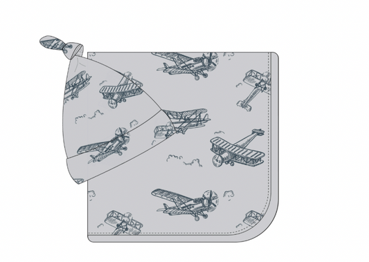 Airplanes Organic Swaddle/Hat Set