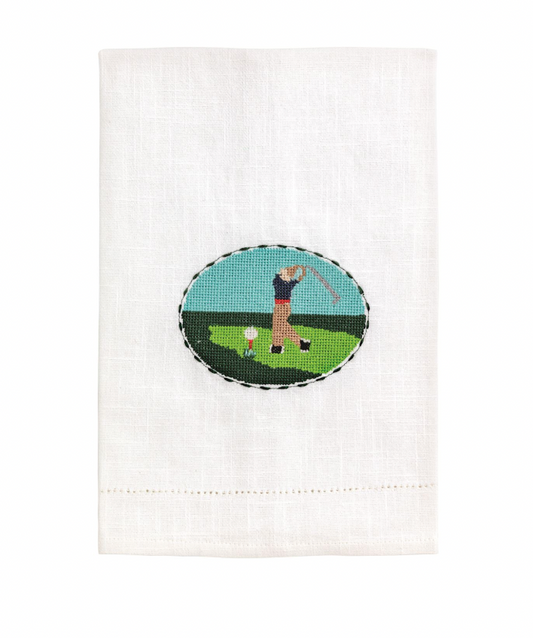 Golfer Needlepoint Towel