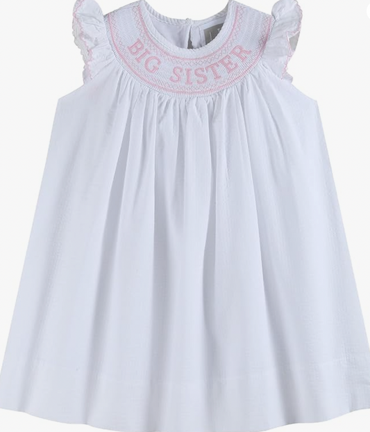 White Big Sister Smock Dress