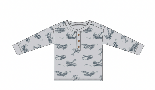 Airplane Organic Henley Tee